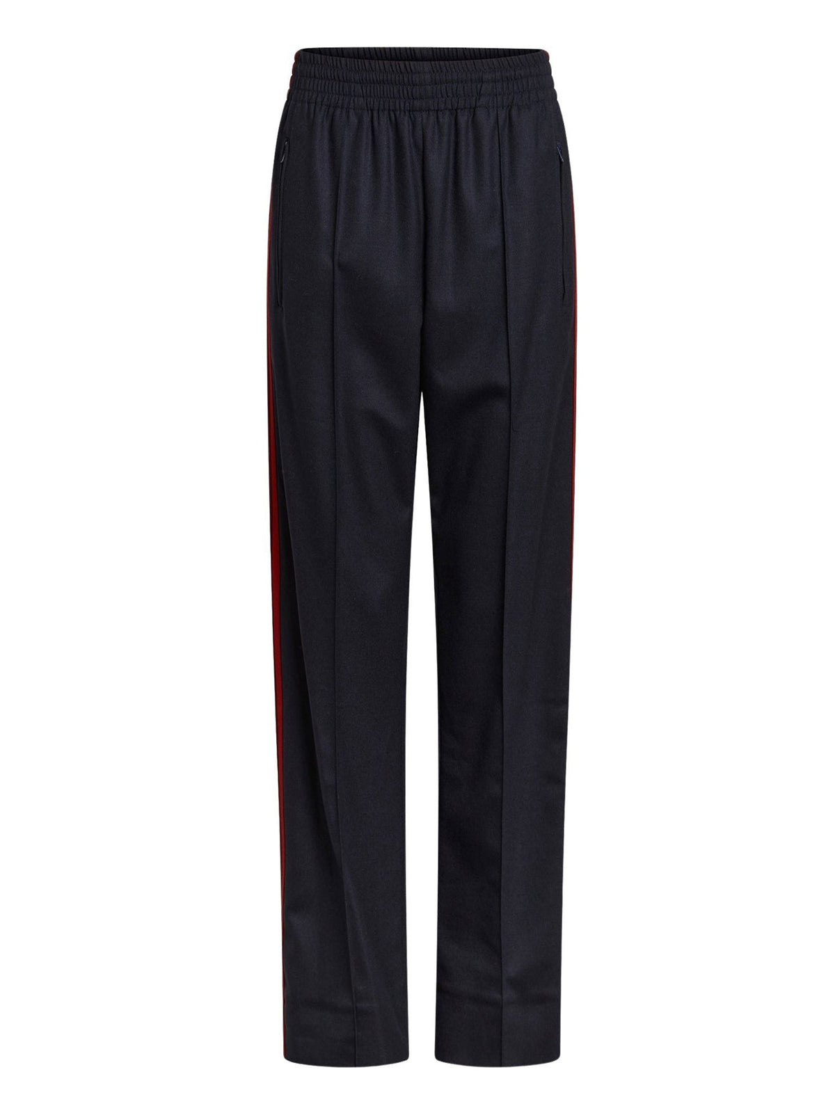 OK PORTE_Pantalon droit à bandes en laine - Abyssal Blue