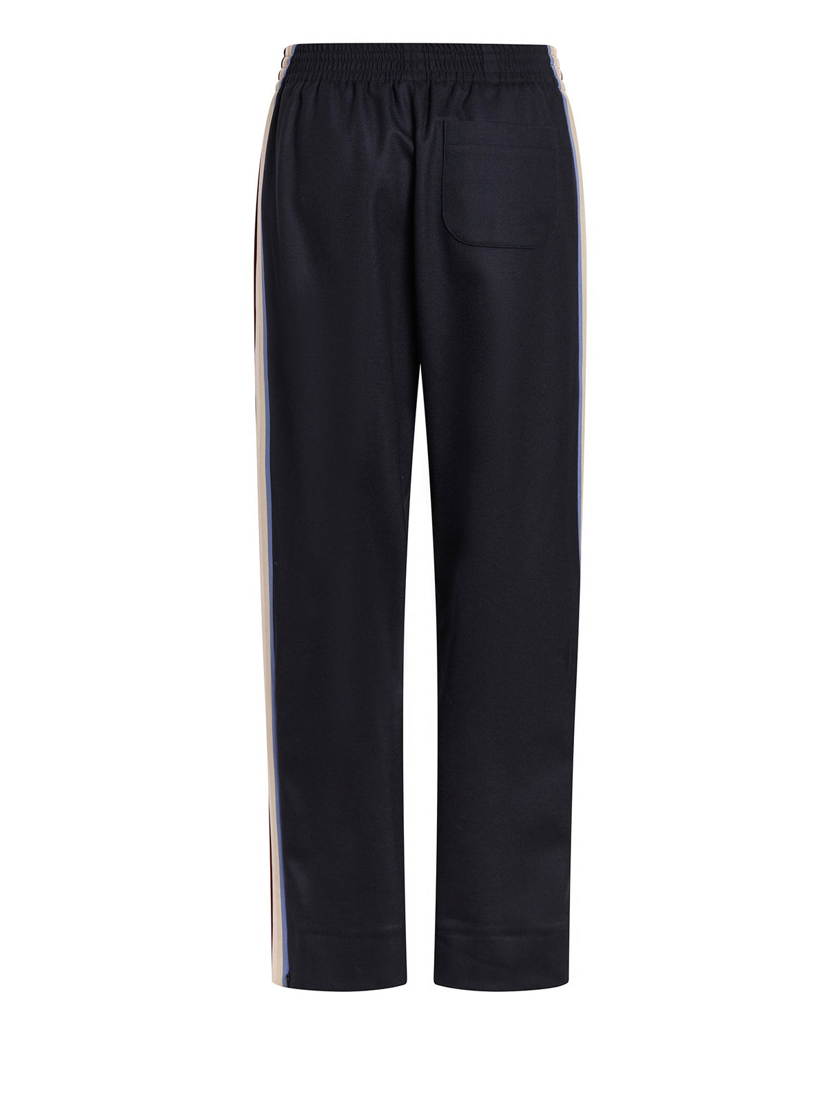 OK PORTE_Pantalon droit à bandes en laine - Abyssal Blue