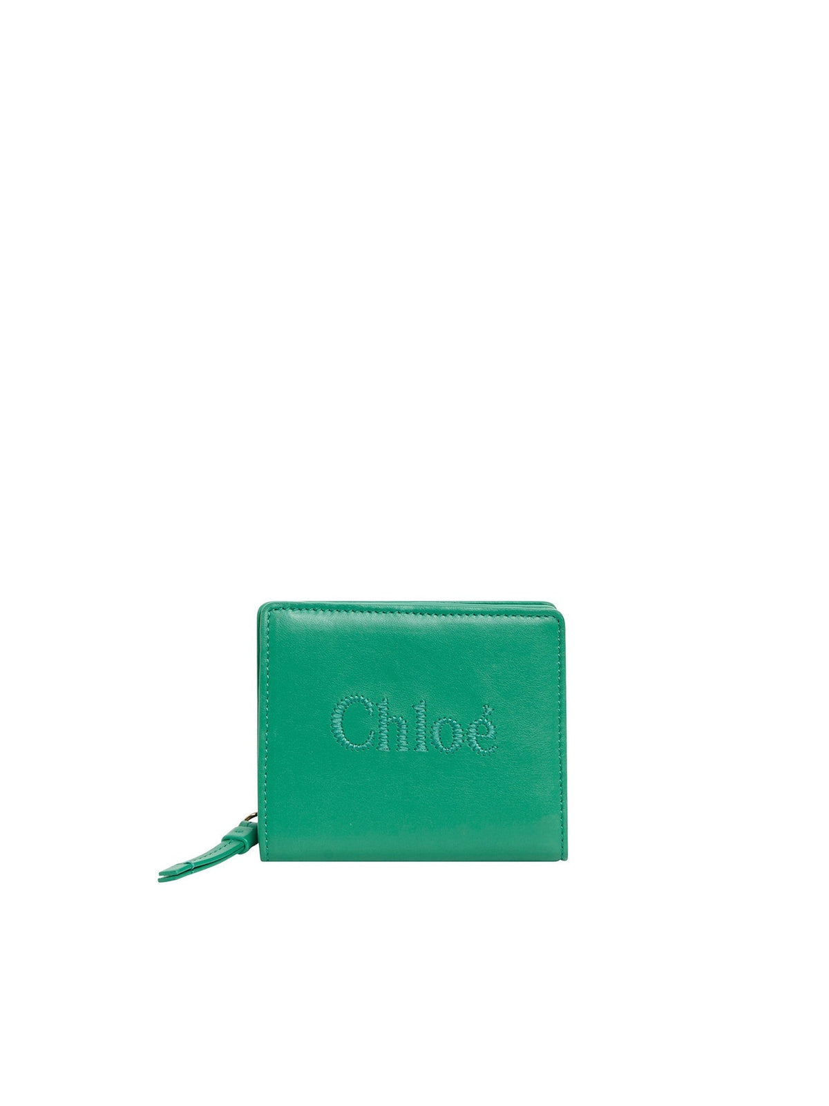 NO PORTE_Portefeuille compacte Chloé Sense en cuir - Pop Green