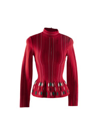 Long sleeve jumper with colourful motif - Red