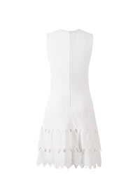 Robe sans manches à volants en maille - Blanc Optique
