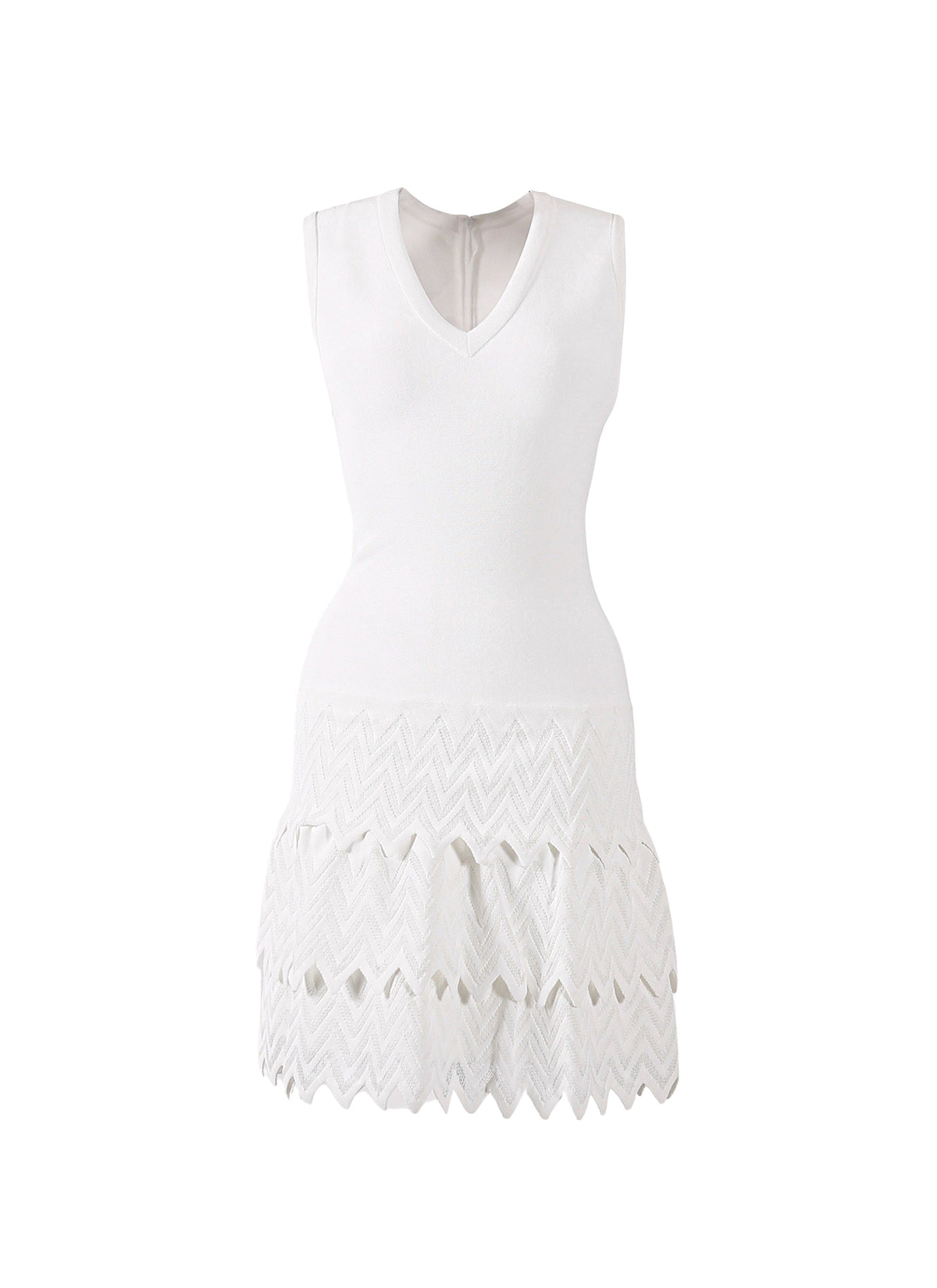 Robe sans manches à volants en maille - Blanc Optique