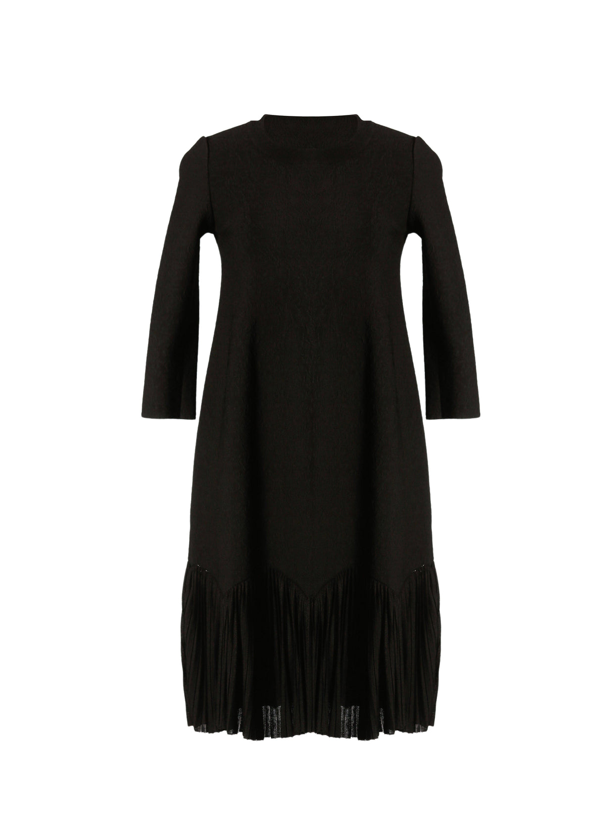 Long-sleeved ruffled mesh short dress - Black intense