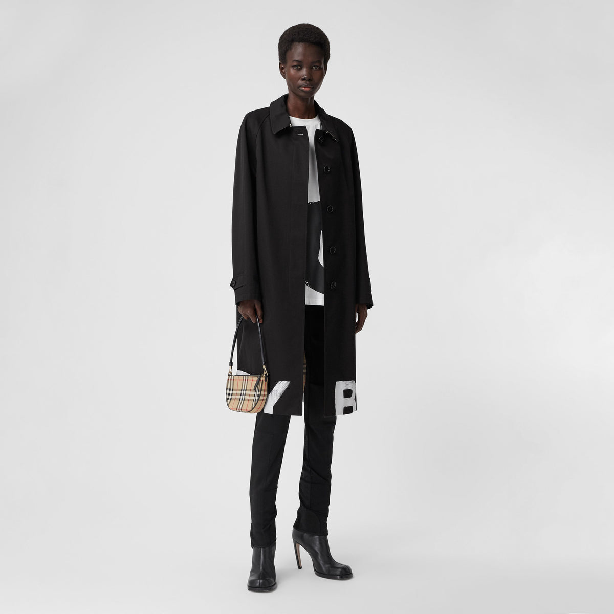 W S BREASTED COAT NOIR