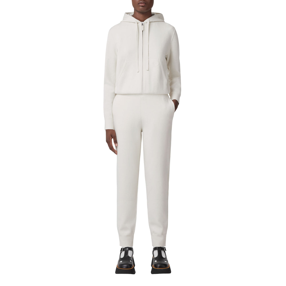 W KNIT FULL ZIP BLANC NATUREL