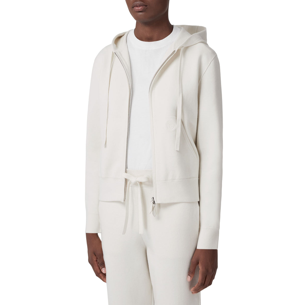 W KNIT FULL ZIP BLANC NATUREL