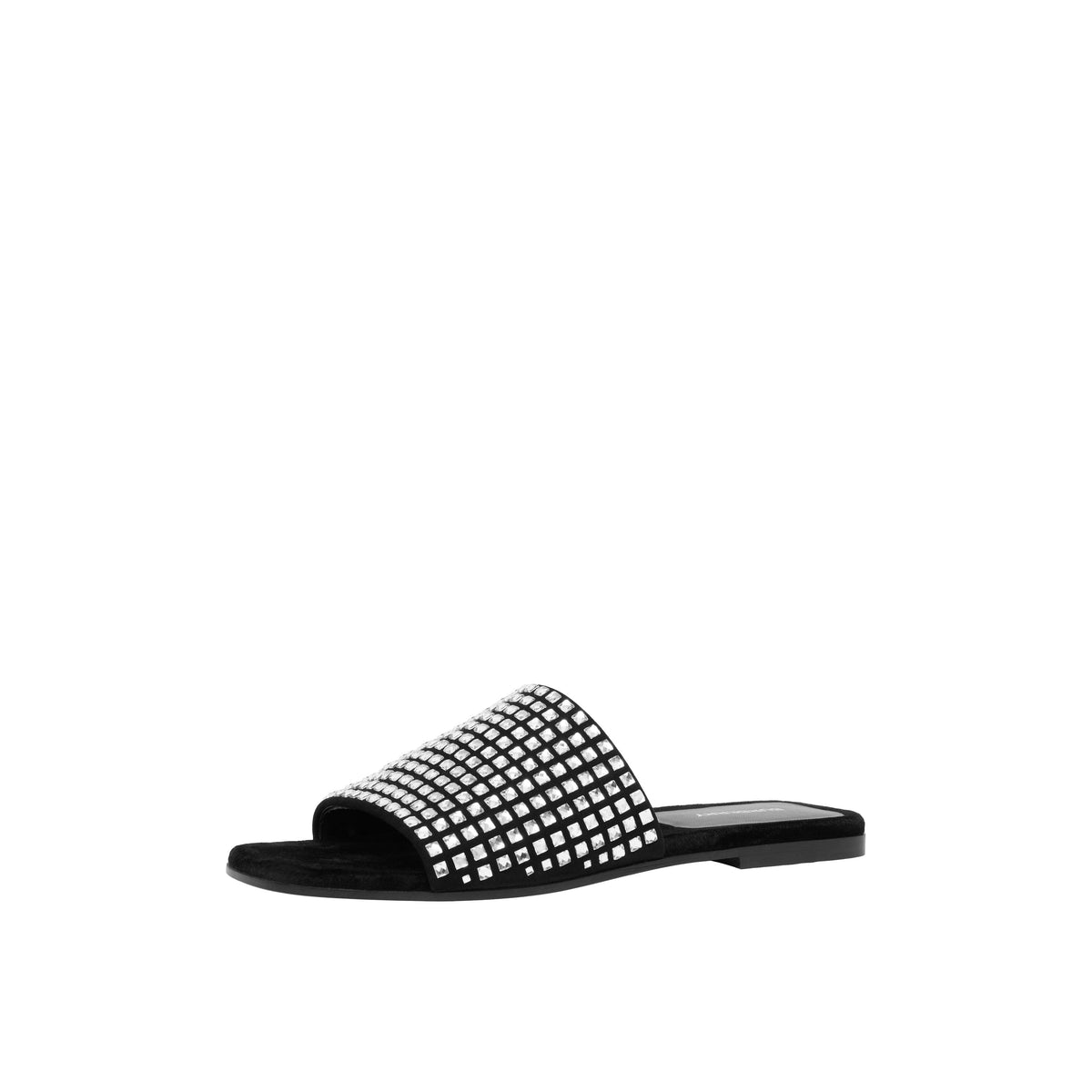 W FLAT SANDAL NOIR/CRISTAL