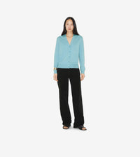 W KNIT CARDIGAN COOL DENIM BLUE