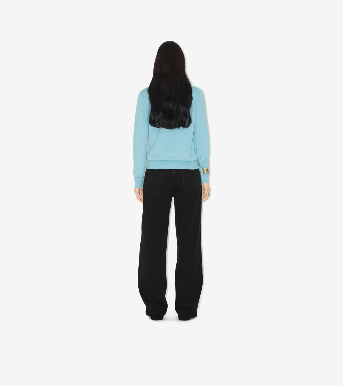 W KNIT CARDIGAN COOL DENIM BLUE