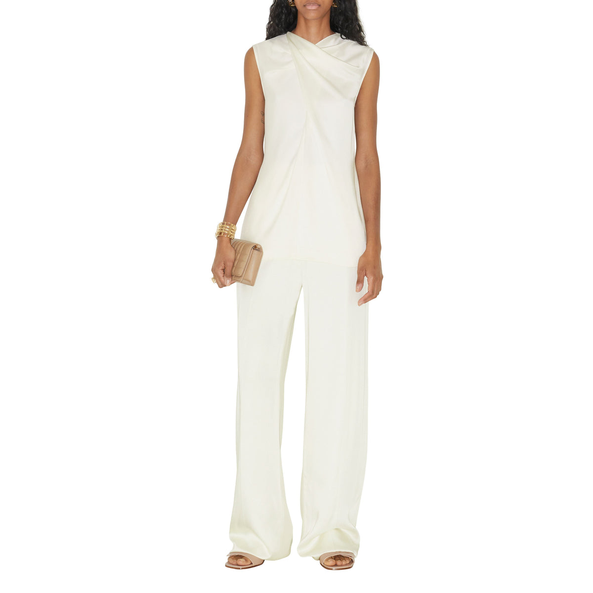 W FLARE TROUSERS BLANC NATUREL