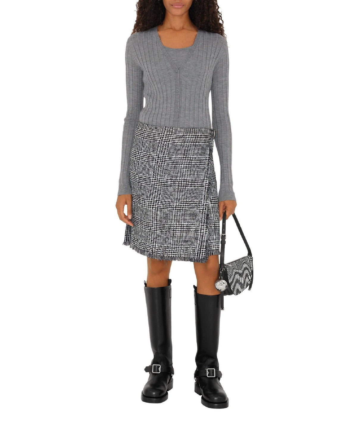 W KNIT CARDIGAN GRIS CLAIR MÉLANGE