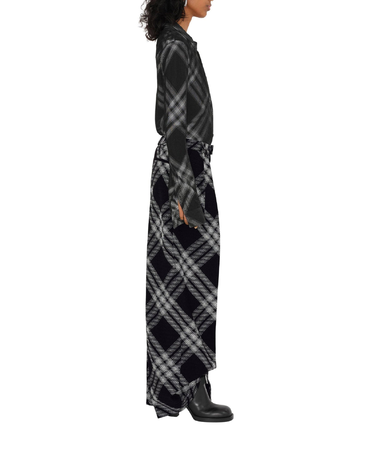 W BOYFRIEND TROUSERS MOTIF IP MONOCHROME