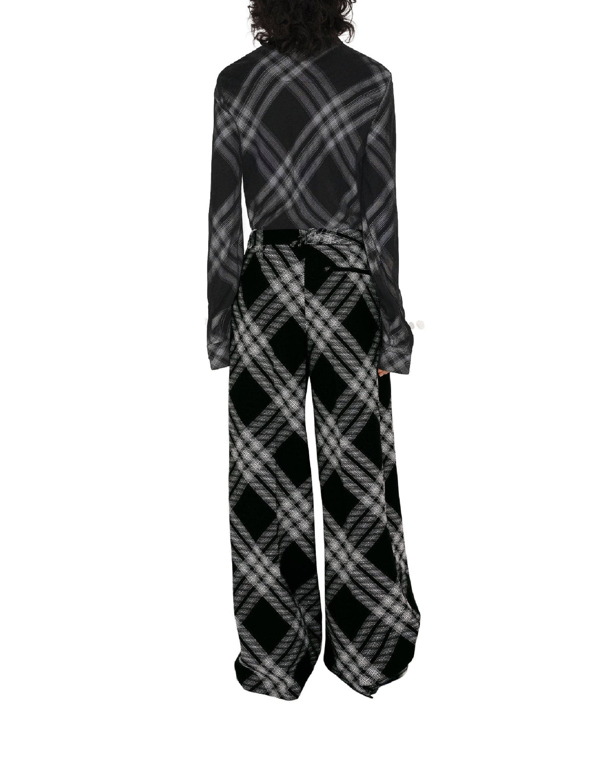 W BOYFRIEND TROUSERS MOTIF IP MONOCHROME