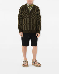 KID GIRL CARDIGANS DARK KAKI GREEN CK