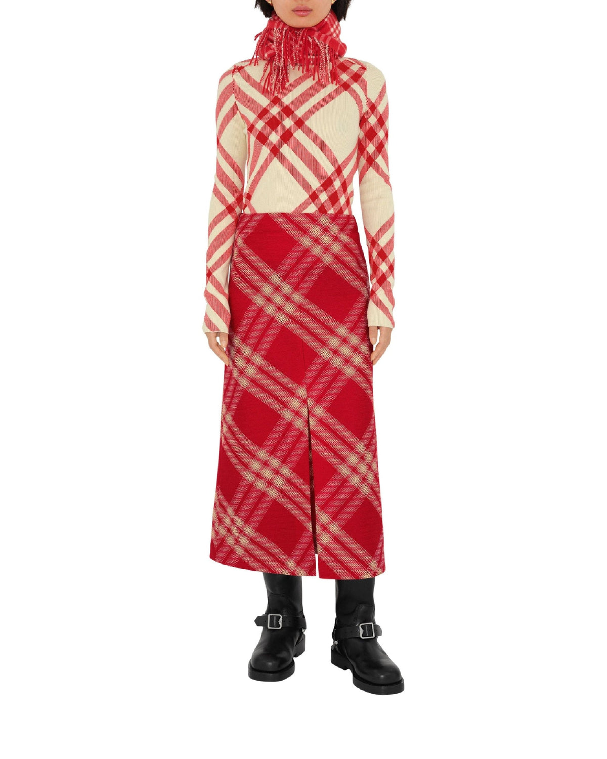 W KNIT T NECK PILLAR IP CHECK