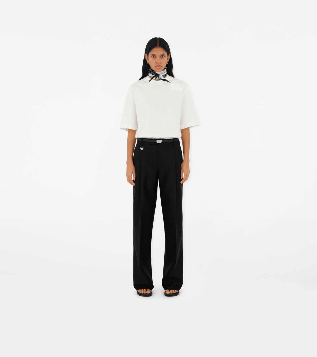 SILK SCARVES NOIR BLANC