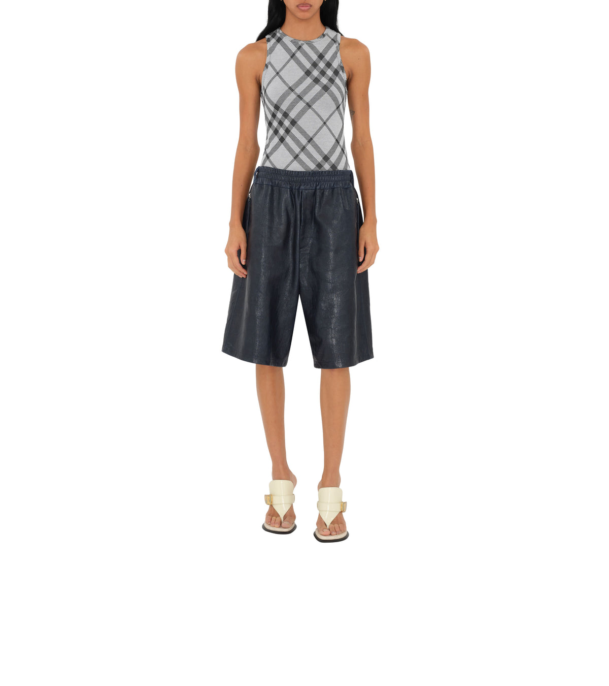 W JWEAR TANK Carreaux IP Blanc/Noir