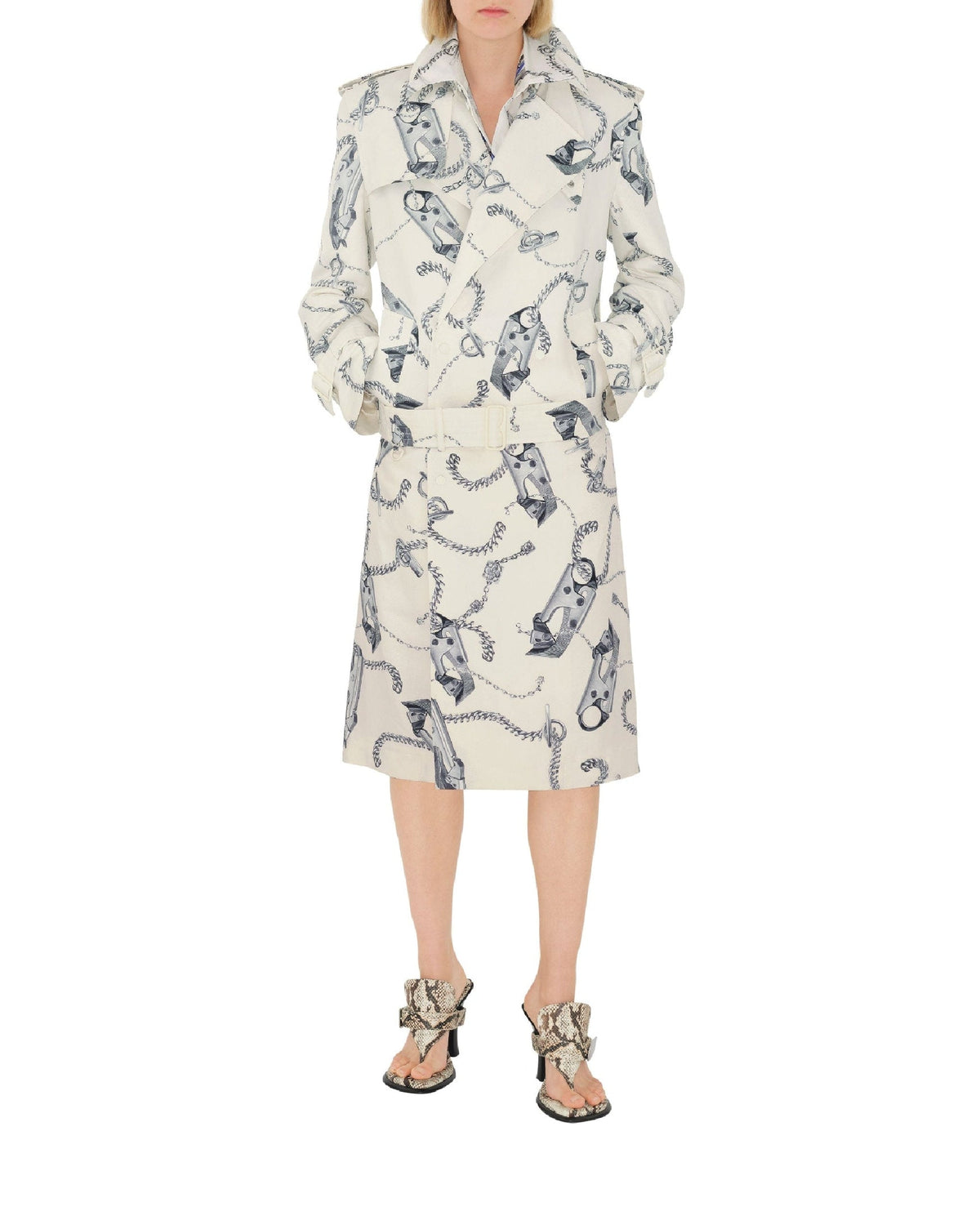 W D BREASTED COAT SILVER/WHITE