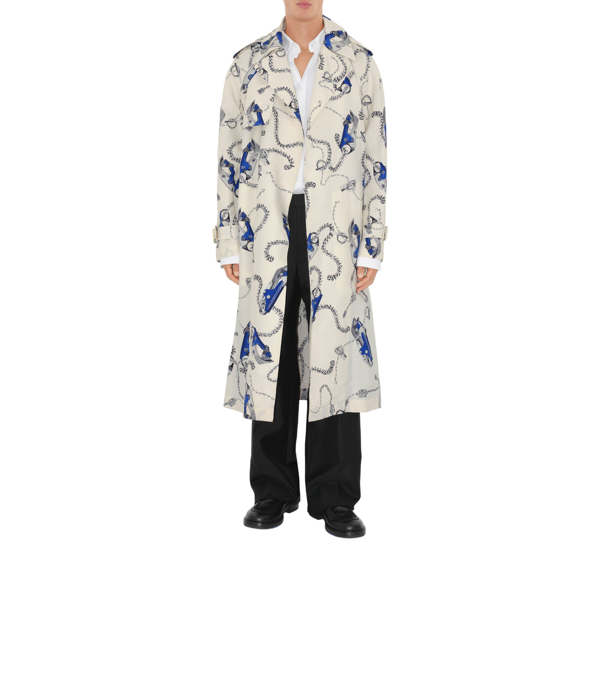 M D BREASTED COAT Chevalier/Sel (motif IP)