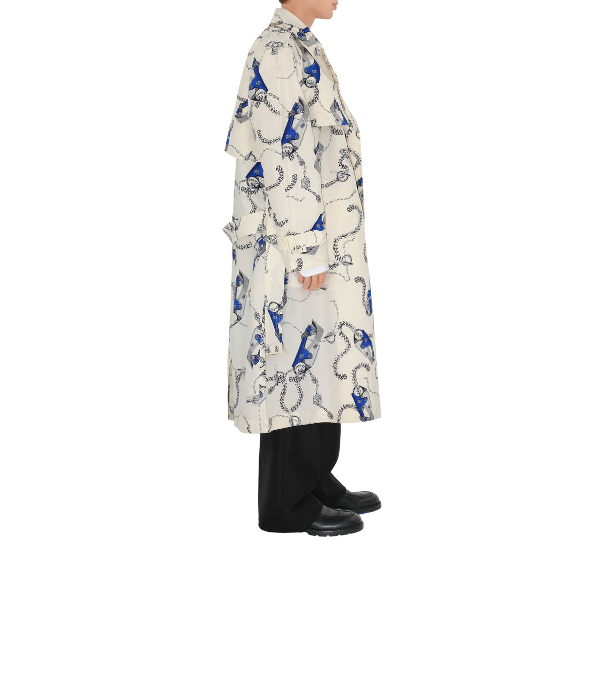 M D BREASTED COAT Chevalier/Sel (motif IP)