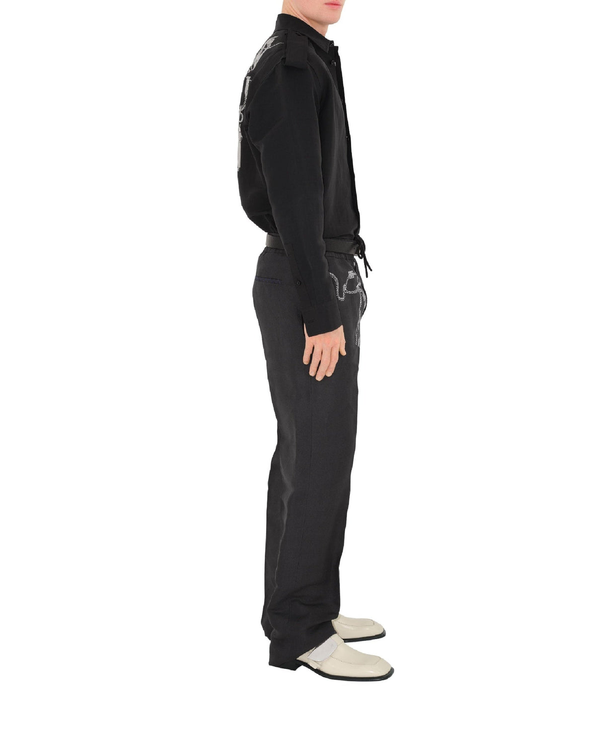 M CASUAL TROUSERS ARGENT/NOIR