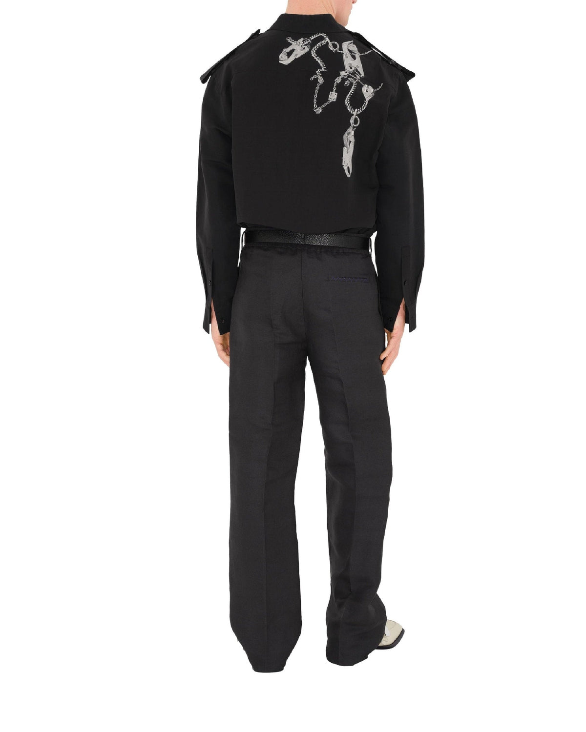 M CASUAL TROUSERS ARGENT/NOIR