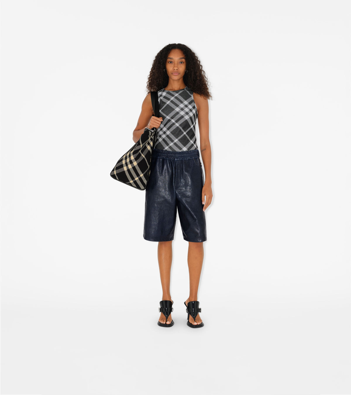 W SHOULDER TOTE BAG BLACK/CALICO