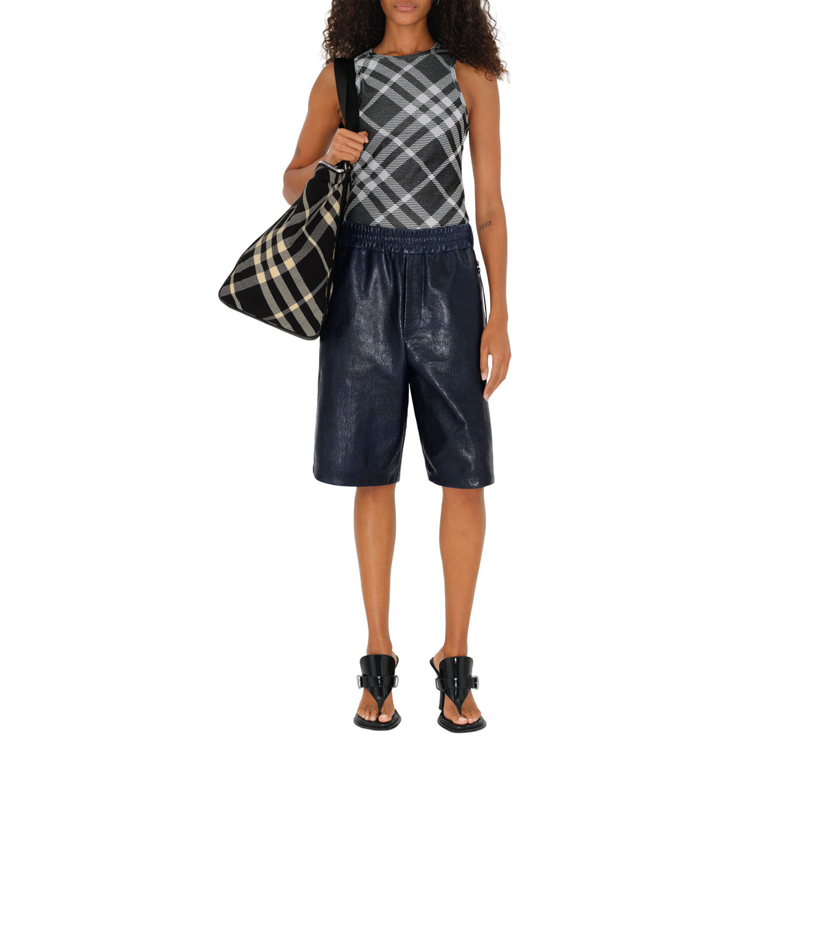 W SHOULDER TOTE BAG BLACK/CALICO