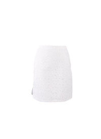 Fully embroidered short skirt - White