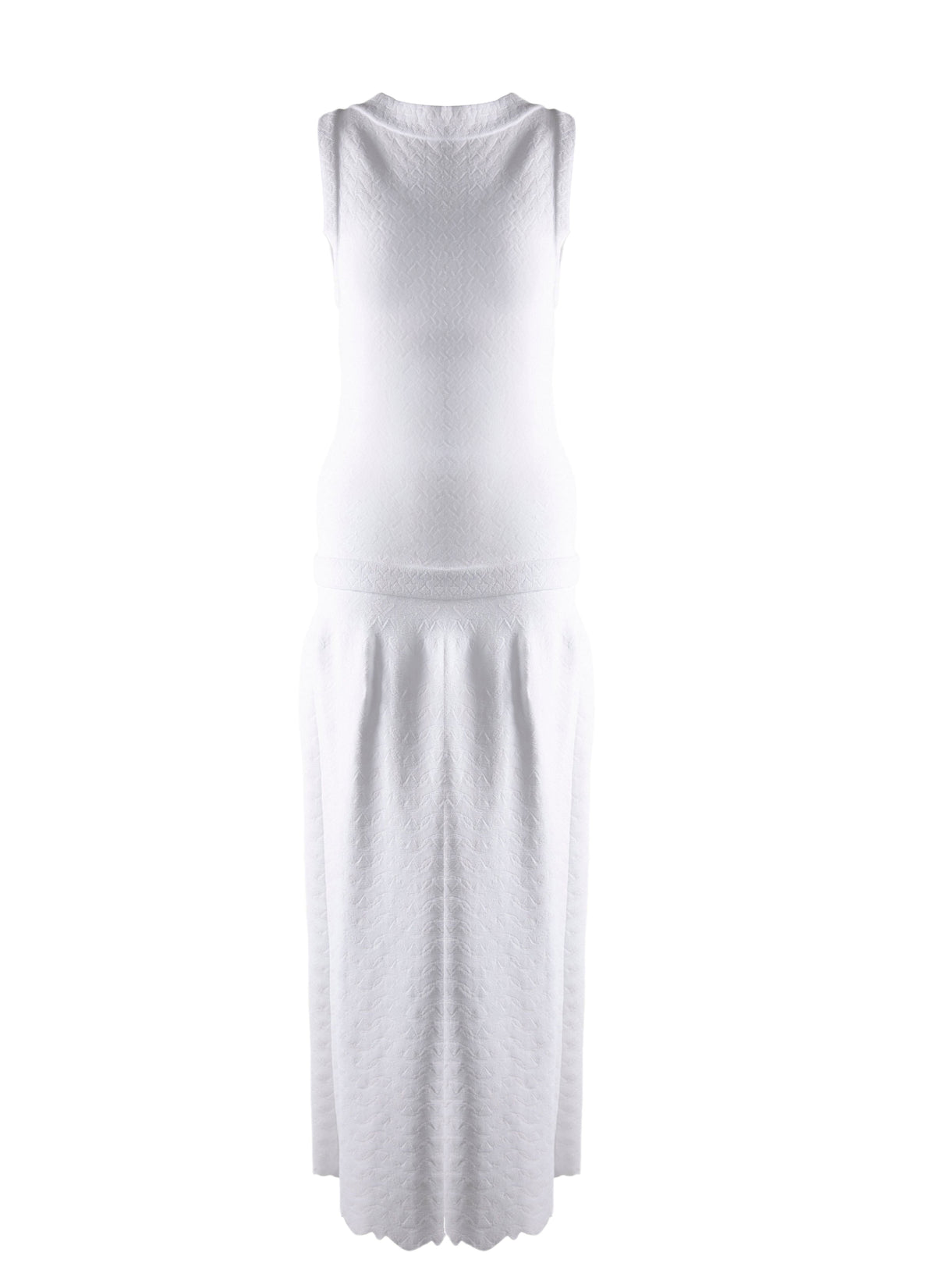 Sleeveless textured maxi dress - White