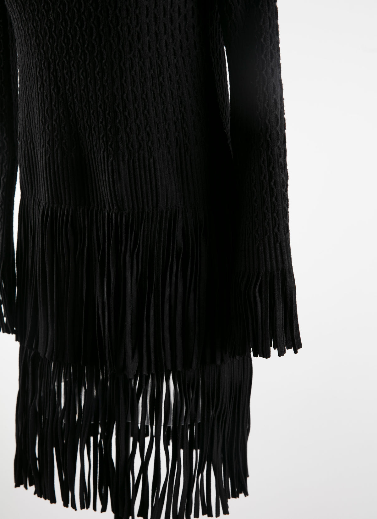 Dress with fringed sleeves and hem - Black intense