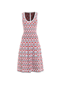 Robe sans manches Mini Orchidée en maille - Blanc & Rouge