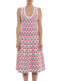 Robe sans manches Mini Orchidée en maille - Blanc & Rouge