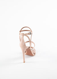 Sandales à multi brides fines en cuir - Nude & Argent