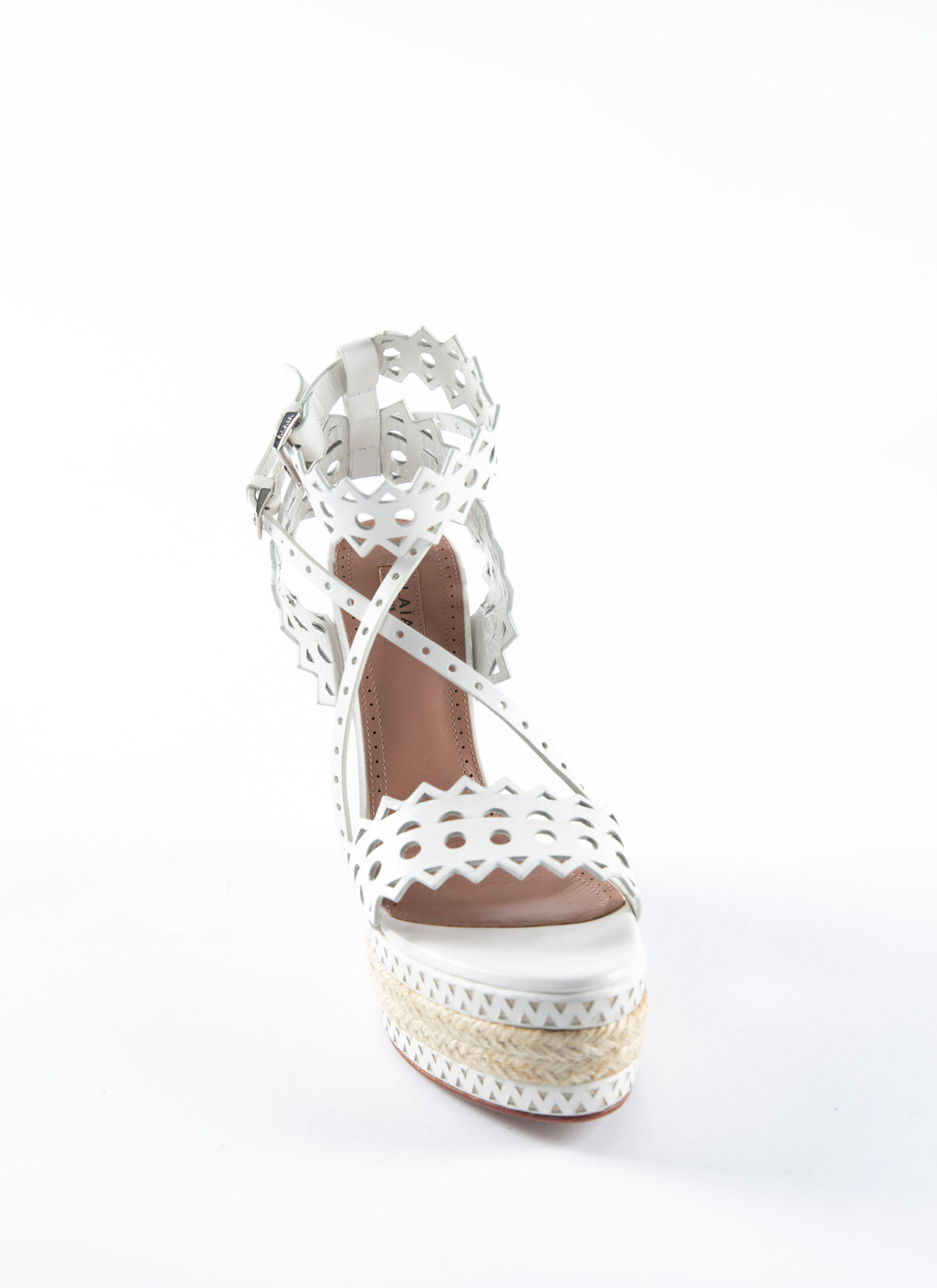 Sandales espadrilles compensées 135 en cuir - Blanc