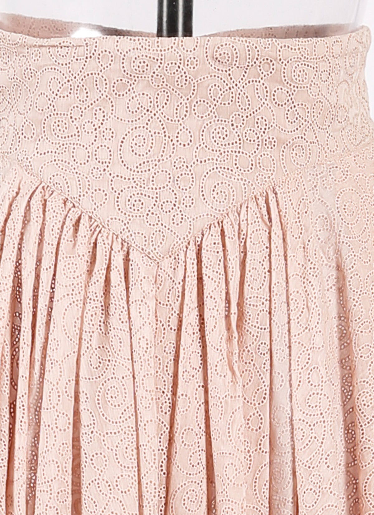 Long skirt with geometric embroidery - Nude