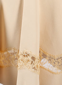 Sleeveless lace dress - Light Beige