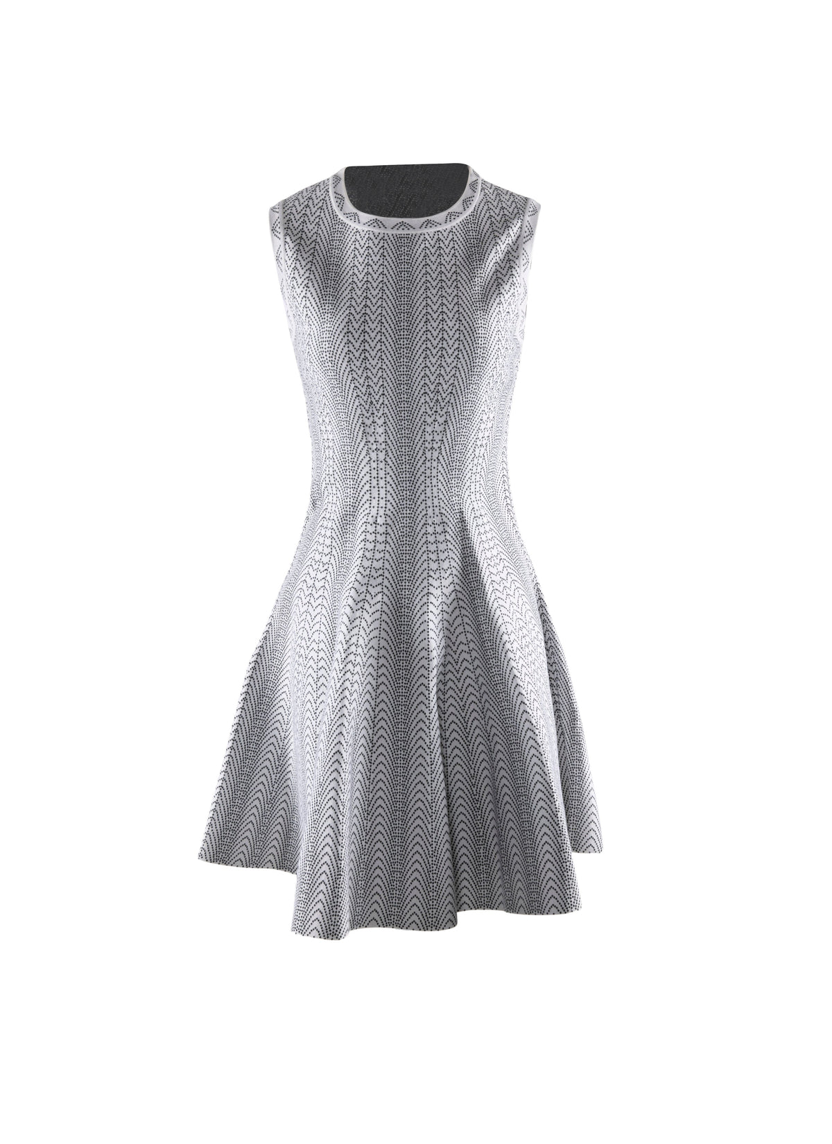 Sleeveless round-neck wool skater dress - White & Black