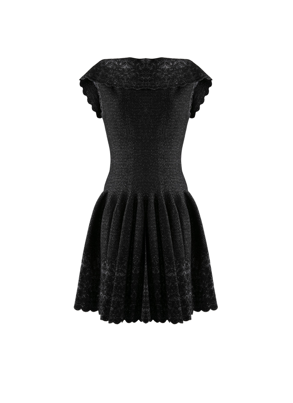 Patio knitted sleeveless dress with closed collar - Black & Silver