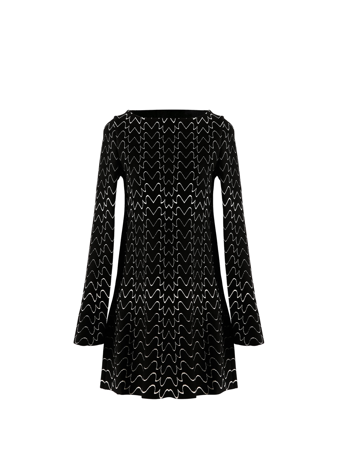Tunique à manches longues Filigrane en laine - Noir & Blanc