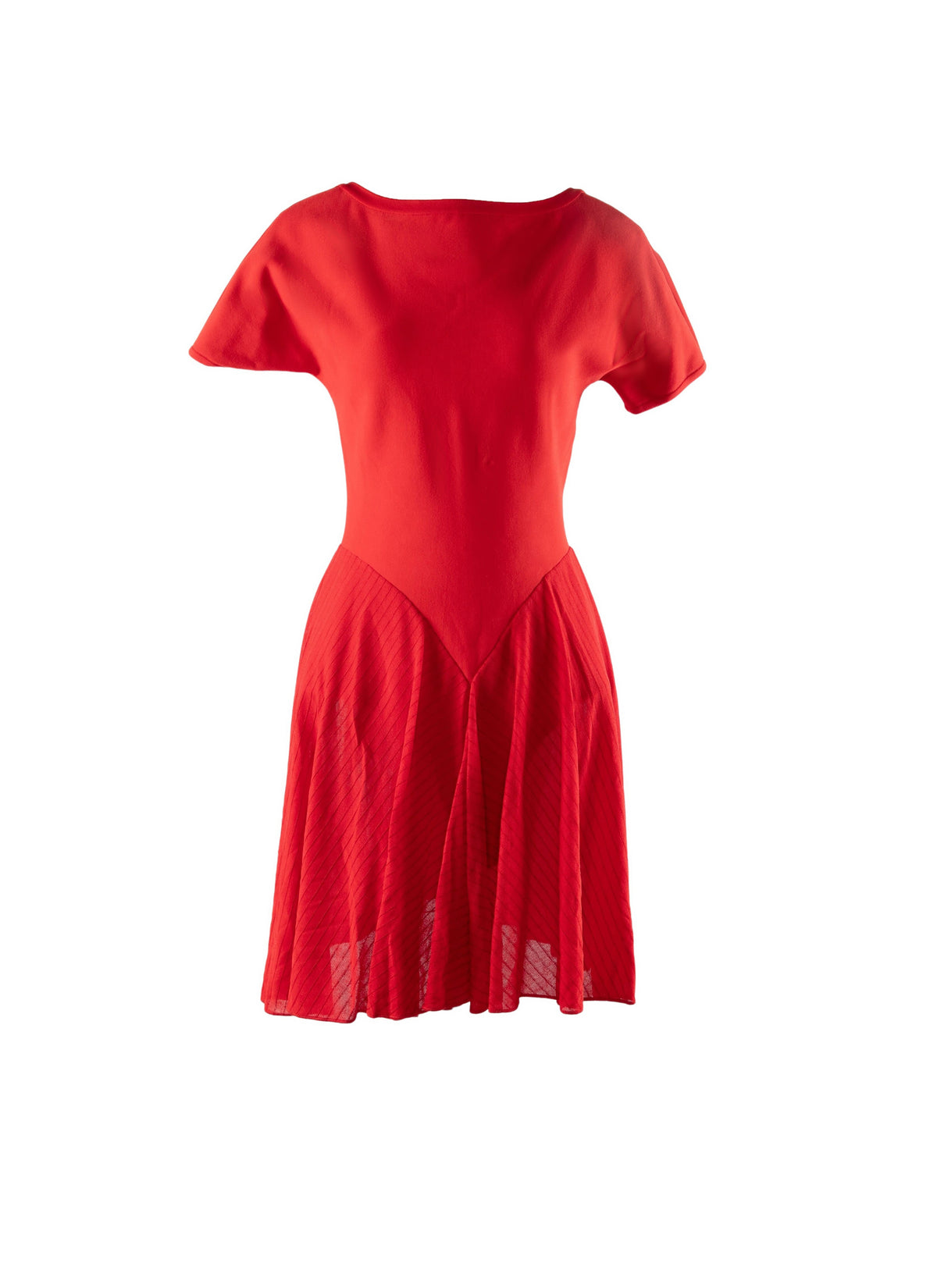 Charmeuse mesh short-sleeved dress - Scarlet