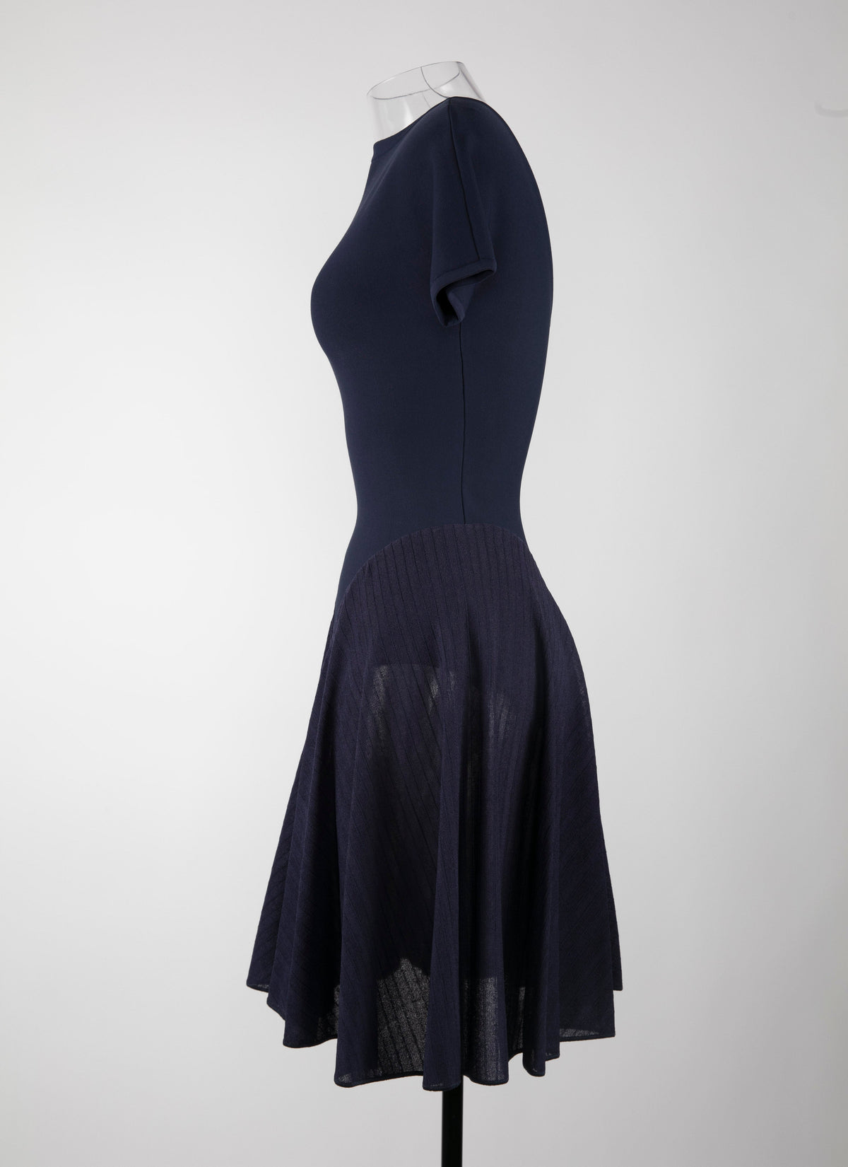 Charmeuse mesh short-sleeved dress - Night