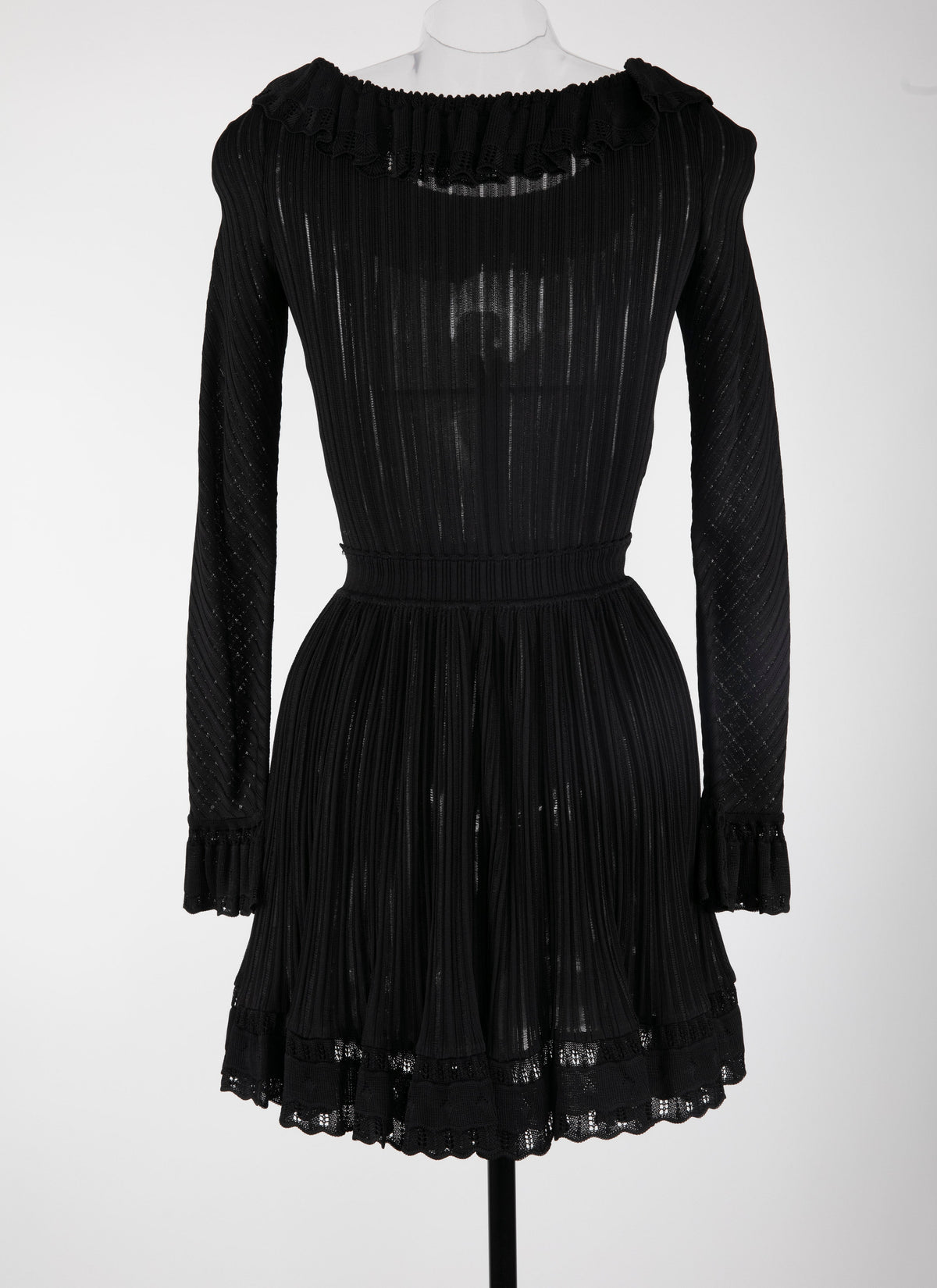 Falbalas mesh mini dress with long sleeves - Black intense