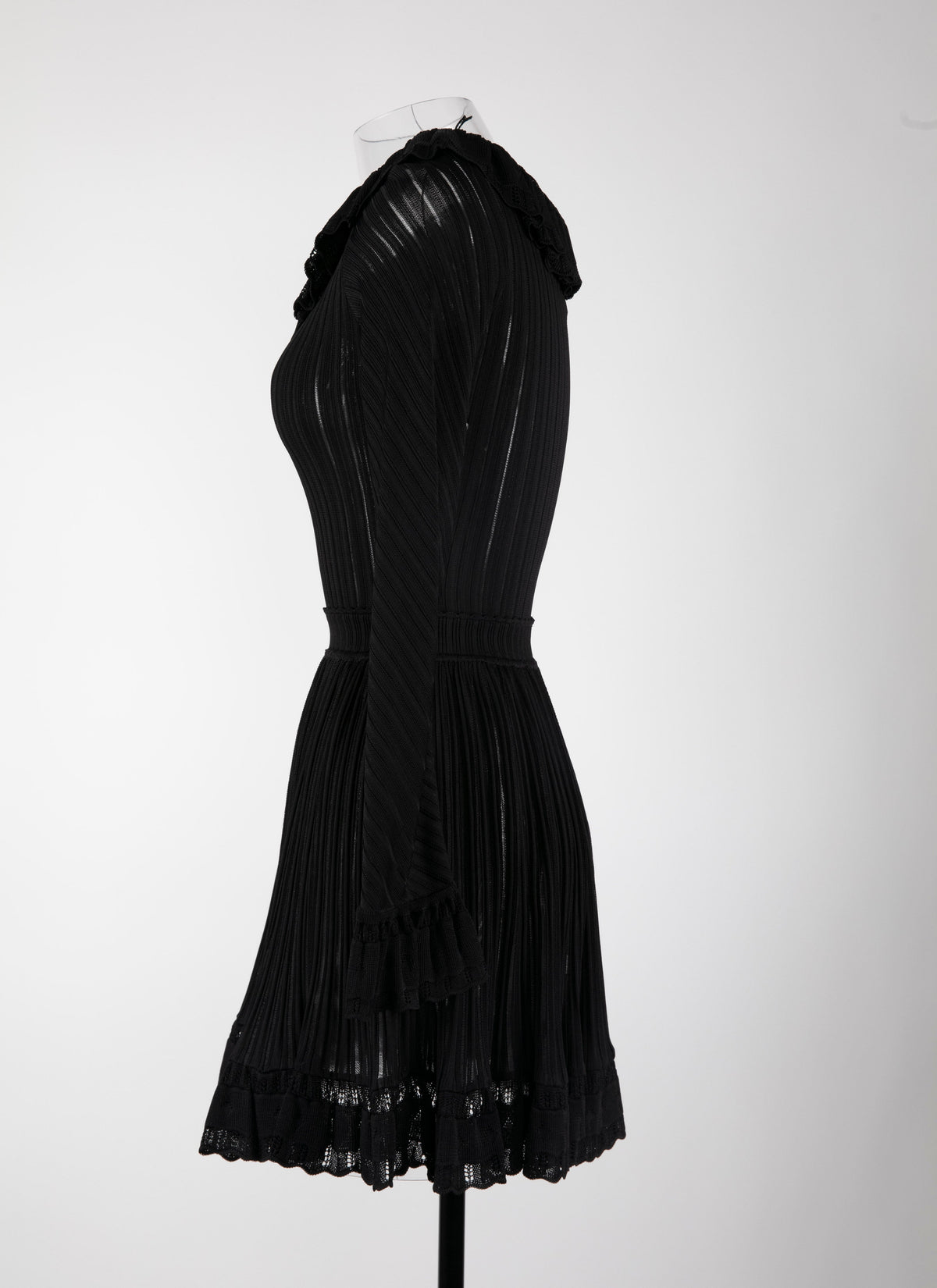 Falbalas mesh mini dress with long sleeves - Black intense