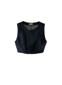 Top sans manches en denim - Argent