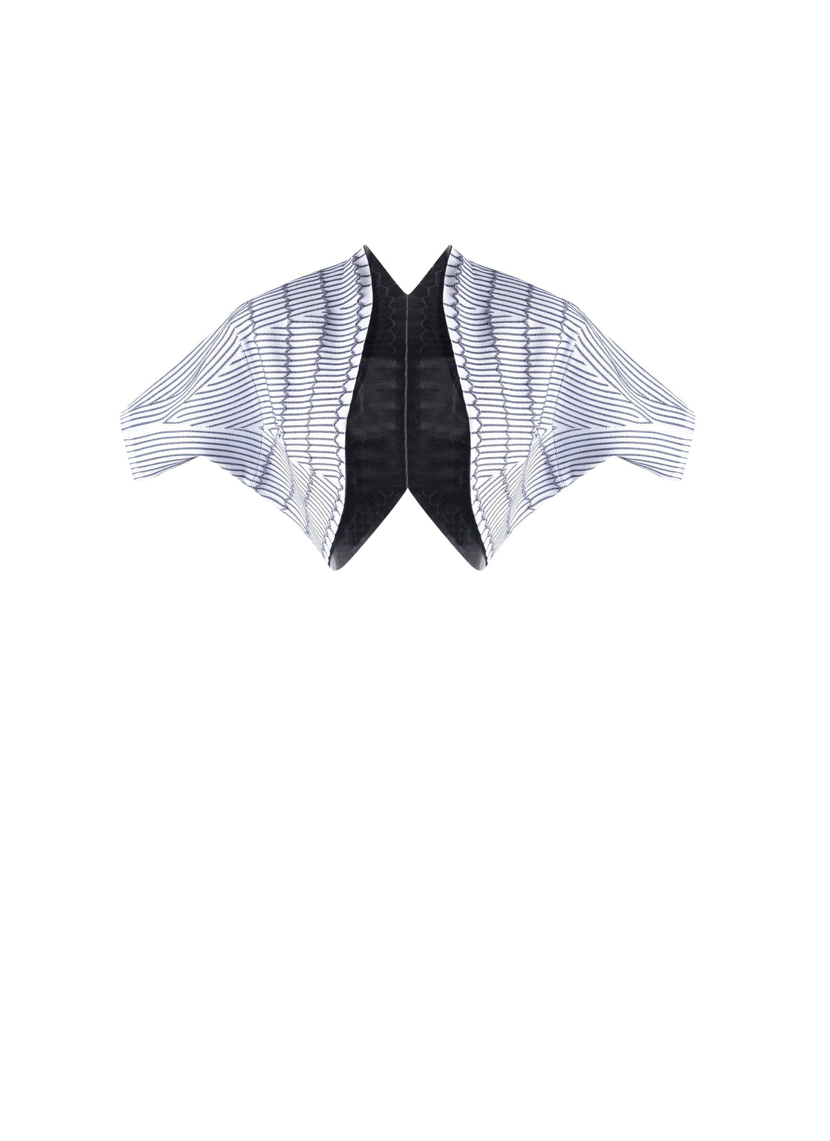 Bolero à manches courtes Pagode en maille - Blanc & Bleu