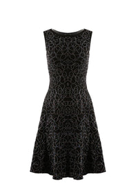 Sleeveless embroidered wool Rainbow dress - Black