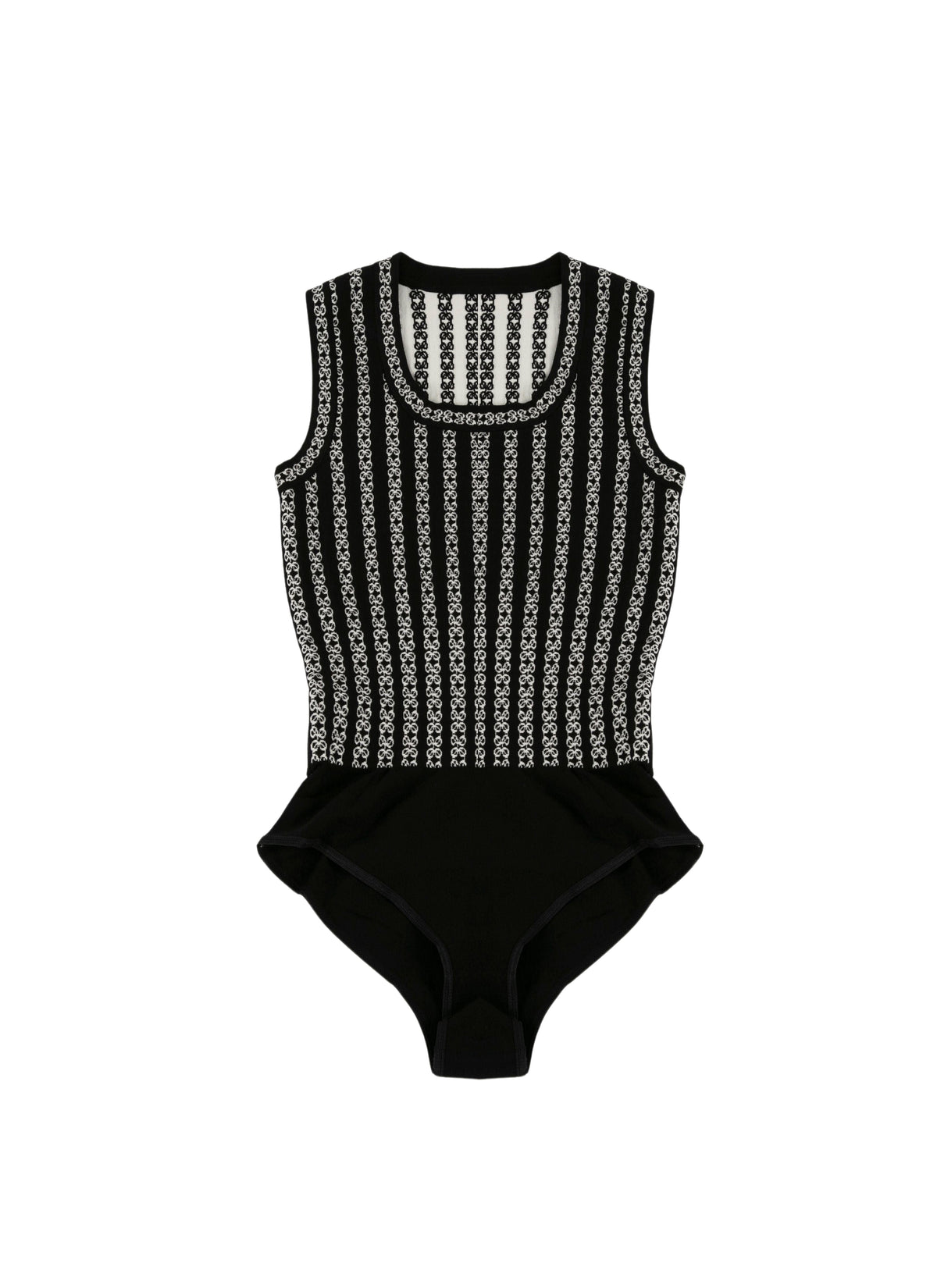 Sleeveless bodysuit with logo stripes - Black & White