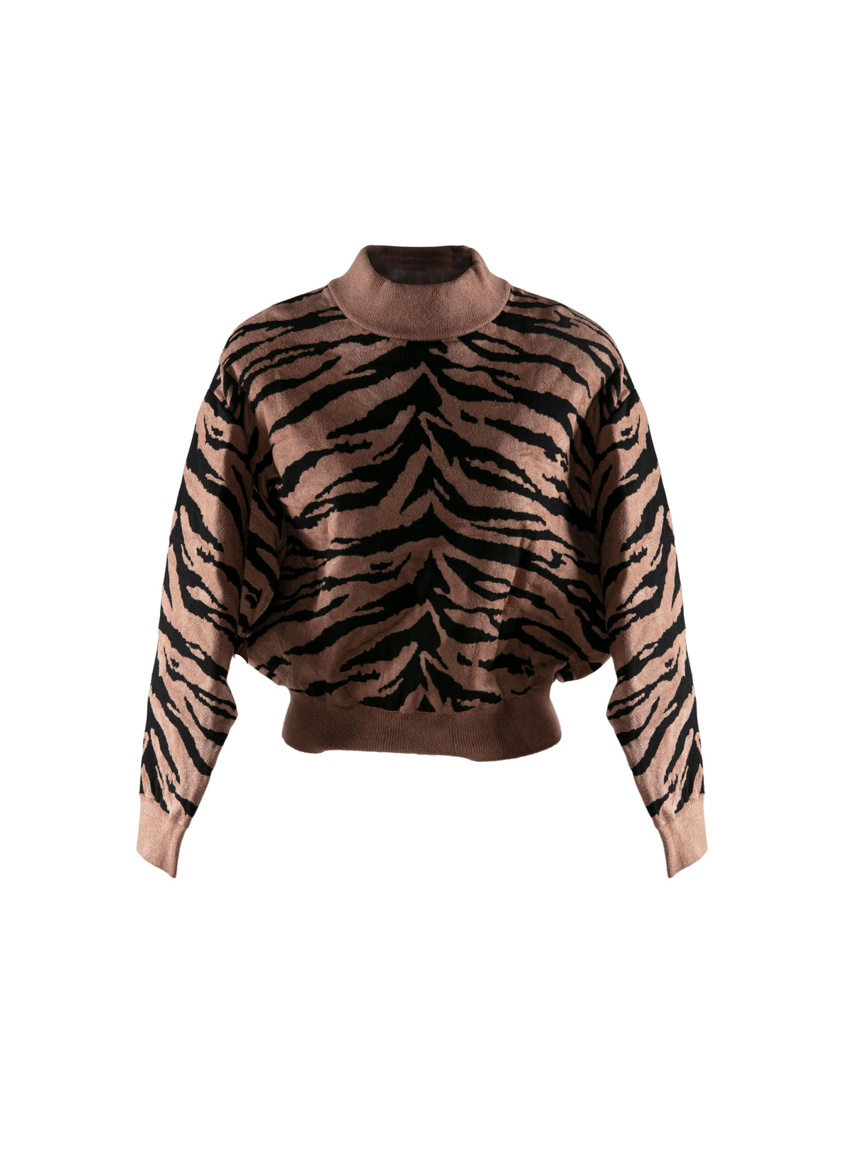 Zebra knitted short jumper - Black & Marron
