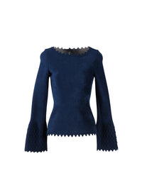 Long sleeve knitted crossover jumper - Navy